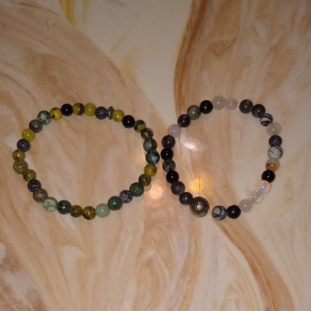 Chic Beaded Bracelet Duo - Yellow and Black